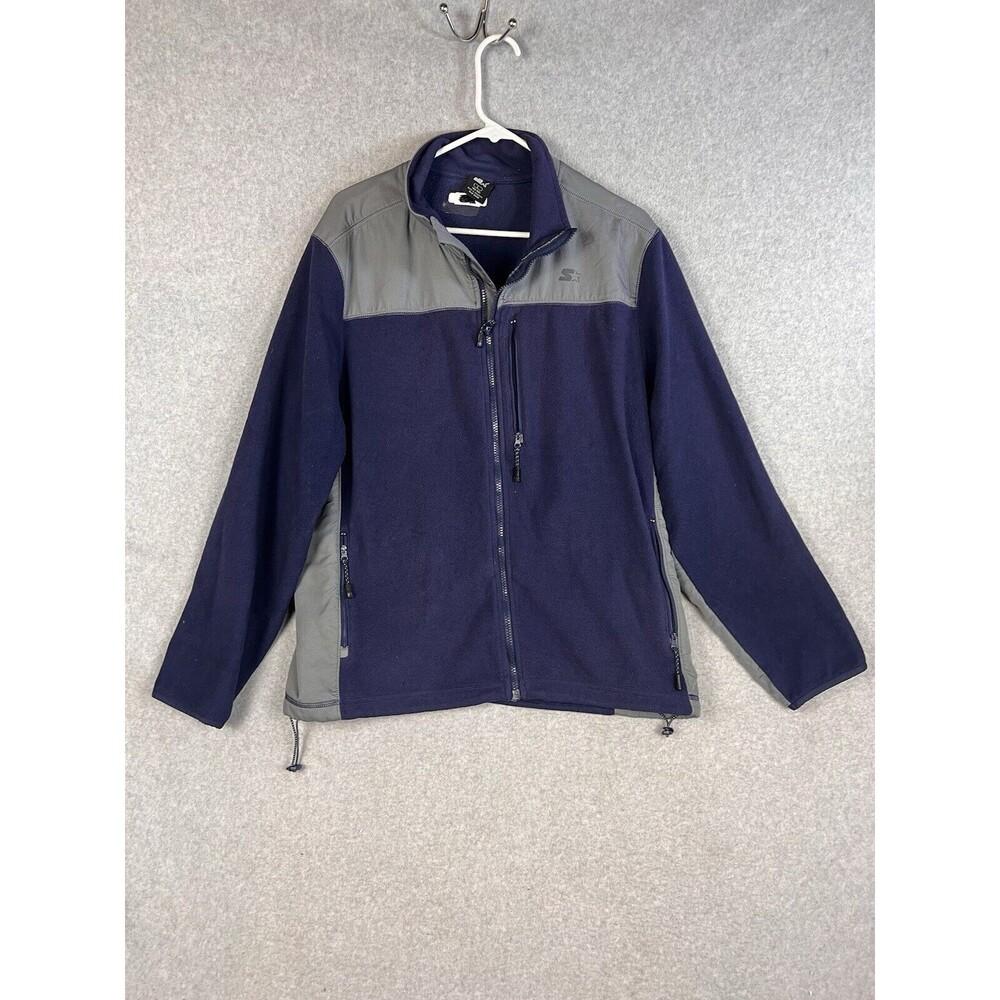 Starter Jacket Mens Large Blue & Gray Track Lightweight Full Zip Vintage